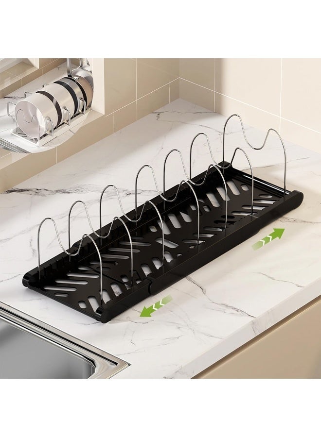 Arabest Pot Rack : Pots and Pans Organizer Under Cabinet 7 Adjustable Compartment Expandable Pot Lid Holder for Kitchen Cookware, Bakeware, Lid, Dishes, Cutting Boards,Black - Image 2